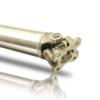 Heavy-duty steel rear driveshaft for Dodge Ram trucks, featuring a two-piece design with universal joints at both ends for durability and smooth power transfer. Engineered for optimal strength and performance in demanding conditions.