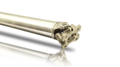 Heavy-duty steel rear driveshaft for Dodge Ram trucks, featuring a two-piece design with universal joints at both ends for durability and smooth power transfer. Engineered for optimal strength and performance in demanding conditions.