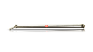 Heavy-duty steel rear driveshaft for Dodge Ram trucks, featuring a two-piece design with universal joints at both ends for durability and smooth power transfer. Engineered for optimal strength and performance in demanding conditions.