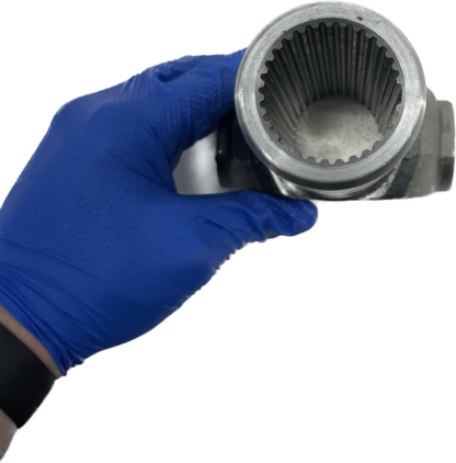 Heavy-duty 4x4 transfer case slip yoke designed for durability and smooth drivetrain operation. Precision-machined for optimal fit, featuring a rugged cast steel yoke and polished slip shaft for seamless power transfer.