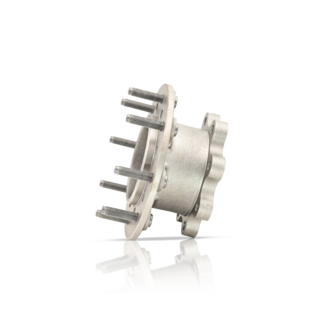 Heavy-duty wheel hub spacer for 2005–2024 Ford F-Series trucks. Features a precision-machined aluminum body with pre-installed studs for secure wheel fitment. Designed to maintain proper wheel alignment and enhance stance and clearance.