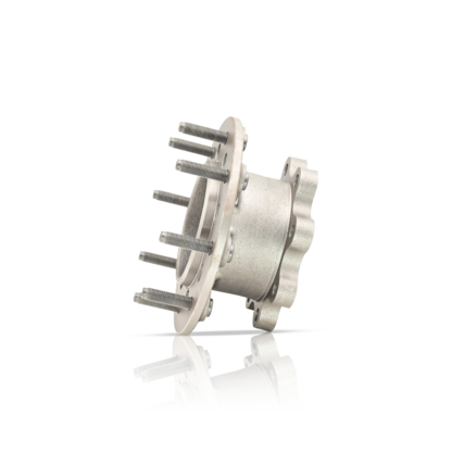 Heavy-duty wheel hub spacer for 2005–2024 Ford F-Series trucks. Features a precision-machined aluminum body with pre-installed studs for secure wheel fitment. Designed to maintain proper wheel alignment and enhance stance and clearance.